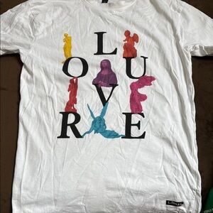 White Graphic T-Shirt with Colorful Louvre Design